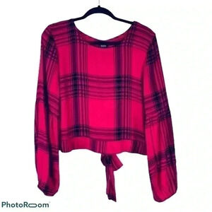 Wild Fable Oversized Pink Plaid Crop Top